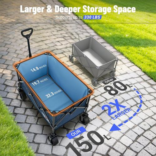 Carrito Plegable Ultracompacto De 150 Litros Con Ruedas Todo