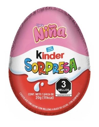 Huevo De Chocolate Kinder Sorpresa Para Niña 20g 2pzas