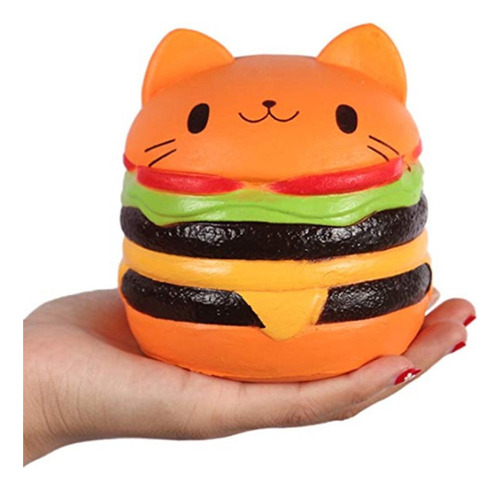 Hamburguesa Con Cara De Gato Gigante, Blando, Pan Simulado,