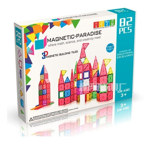 Set Imanes 82 Piezas Magnetics Juego Construcción Niños