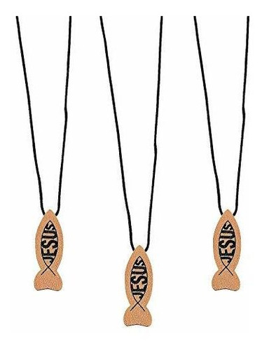 Collar De Pescado De Madera De Jesús - Conjunto De 12 Ftz1a