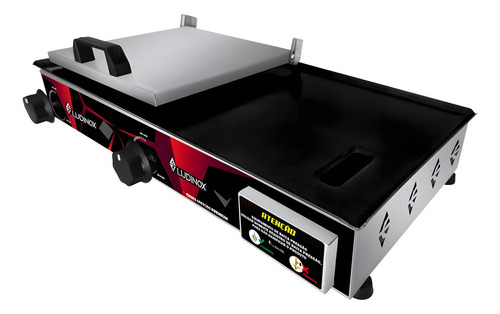 Chapa 60x30 Com Prensa + Acessórios Utéis Em Inox Industrial Cor Prateado
