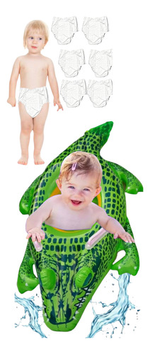 Salvavidas Inflable Andadera Bebé Cocodrilo +6 Pañal Acuátic