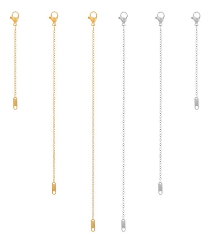 Juego De 6 Extensores Collar Chapados Oro Plata 3 Tamaños