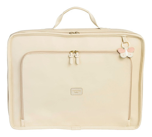 Masterbag Baby MB11BOR402 mala maternidade bebê vintage borboletas cor marfim