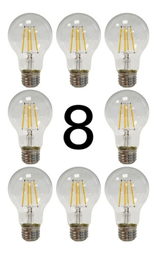 Paquete 8 Focos Led 5w Vintage E26 Luz Calida, Philco