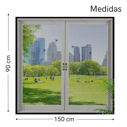 Malla Mosquitero Para Ventana Red Anti Insectos Ajustable Gris 150cm X 90cm