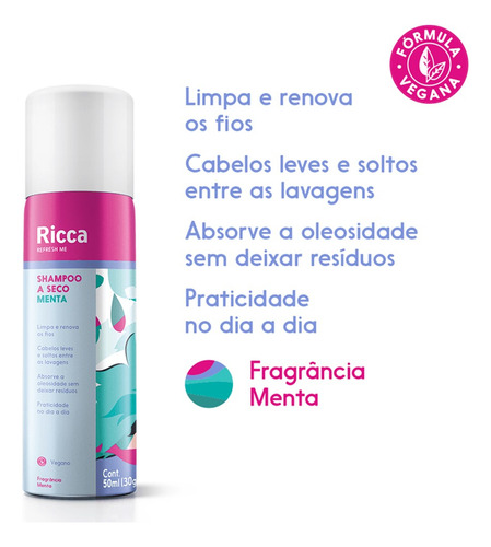 6 Shampoos A Seco Menta Fresca Antioleosidade Ricca 50ml