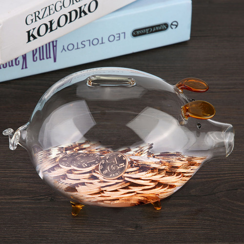 Monedero De Cristal Transparente Para Guardar Monedas Piggy