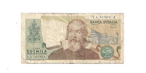 Italia 2000 Liras 1973 Pick 103. B. Usado. Galileo Galilei