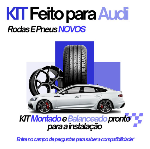 4 Rodas Aro 19 Audi Rs4 A3 A4 Preta + Pneus 235/35r19