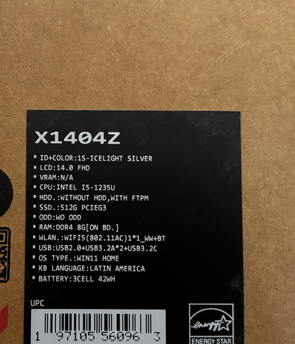 Asus Vivobook 14 X1404z Intel Core I5 8gb 512gb Sellada (Usado)