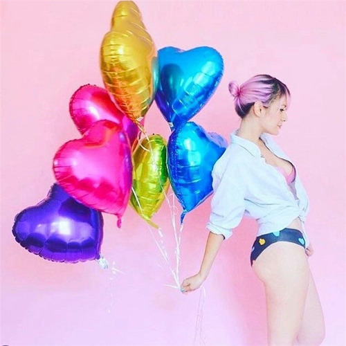 Globos Con Gas Helio De Aluminio Forma Corazón De 18