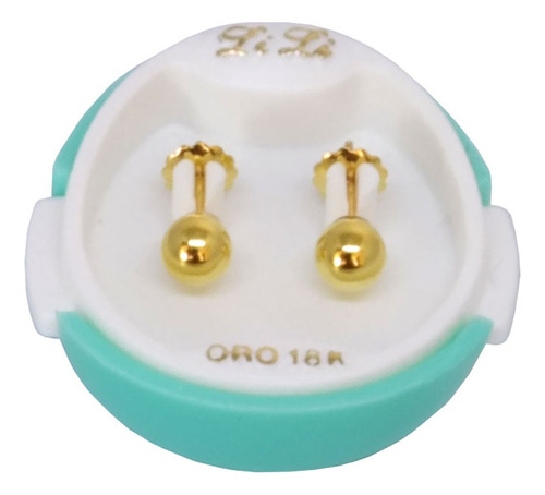 Aros Rosca Tuerca Lili Oro 18k Bolita N°6 5mm Li-806