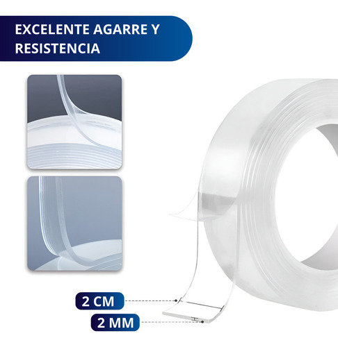 Cinta Doble Cara Adhesiva Ecomlab Transparente Nano Tape Liso