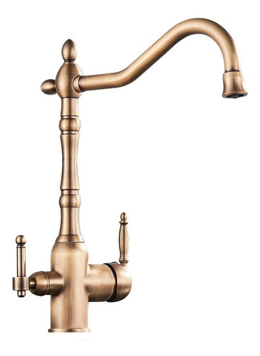 Griferia De Cocina Dual Vintage Bronce Antiguo P/agua Filtro Acabado Cepillado Valemma