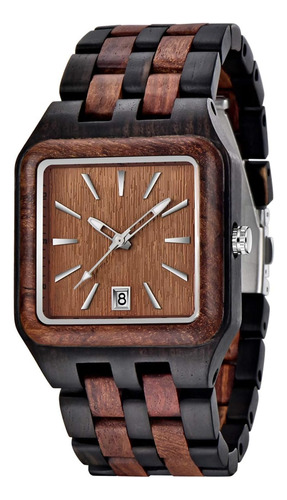 Dentily Reloj Rectangular De Madera Para Hombre Movimiento D