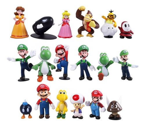 Set 18 Figuras Muñecos Mario Bros Luigi Yoshi Toad Donkey