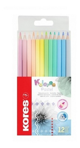 Creyones De Madera Kores Pastel 12 Colores