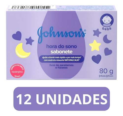 Kit 12 Sabonete Em Barra Johnson's Baby Hora Do Sono 80g