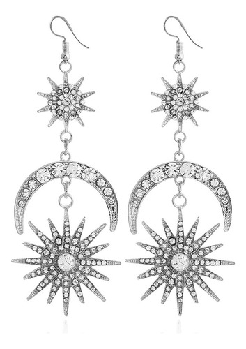 Exaggerated - Aretes De Gota Con Diseño De Luna De Sol Y E.