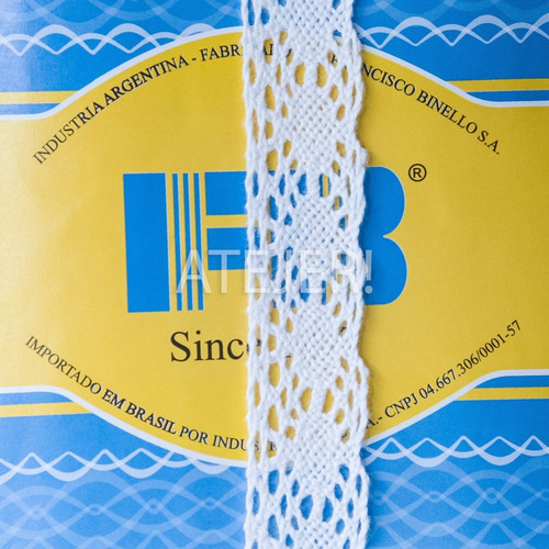 Imagen 2 de 4 de Puntilla Bolillo De Algodón Fb Art B4 De 25mm Por 10 Metros