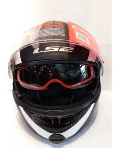 Casco Rebatible Ls2 370 Easy Stripe Negro/blanco Mate Mv Urbano