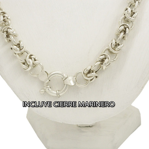 Cadena Plata 925 Mujer Gruesa Punto Peruano Cierre Marinero Color Plateado