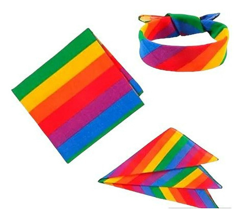 Pack 3 Unid Bandana Pañoleta 53x53 Cm Arcoíris Lgbtiq Nuevas