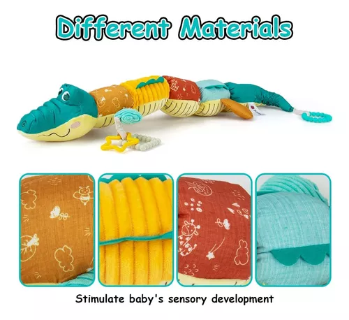 Comprar Juguetes de peluche musicales sensoriales para bebés con arrugas,  sonajero y texturas múltiples, juguetes para el tiempo boca abajo para  recién nacidos de 0-3-6-12 meses, niños, cocodrilo