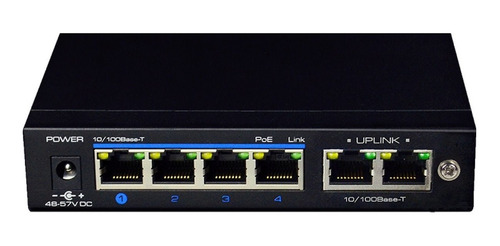 Switch Poe Plus 60w 4 Puertos Fe 2 Pto Uplink 802.3 Af/at
