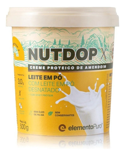 Nutdop X - Creme Proteico De Amendoim - Leite Em Pó - 500g