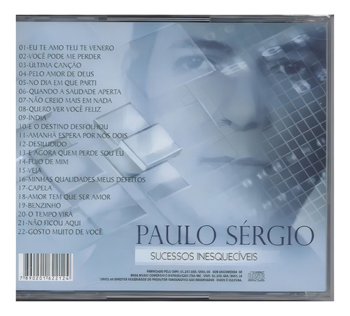 Cd Paulo Sergio - Sucessos Inesqueciveis 22 Músicas