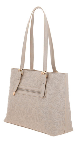 Bolsa Tote Gorett Shantal Gs25083-e Color Beige Correa De Hombro Beige Diseño De La Tela Corazones