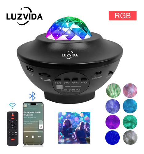 Luzvida 360° Luces De Escenario Fiestas Con Altavoz Bluetooth Multimodo Y Multicolor Auto Cañones Led Proyector De Estrellas Galaxia Lampara Rgb Dj Led Cabezas Roboticas Beam Fiestas, Boda Bar Ktv