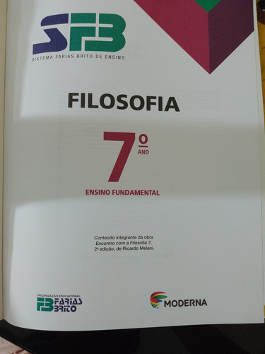 Livro De Filosofia- Sfb (sistema Farias Brito)-7° Ano