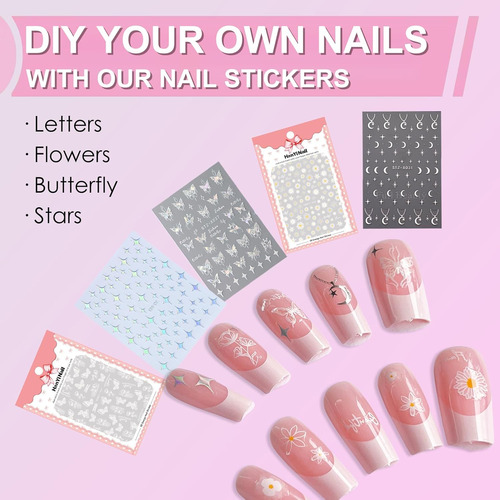 Kit De Uñas Postizas Francesas, Uñas Postizas A Presión Con