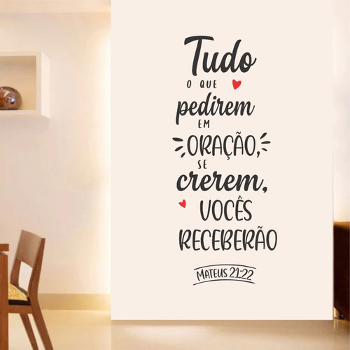 Adesivo Parede Fé Versículo Mateus 21:22 Tudo Que Pedirem