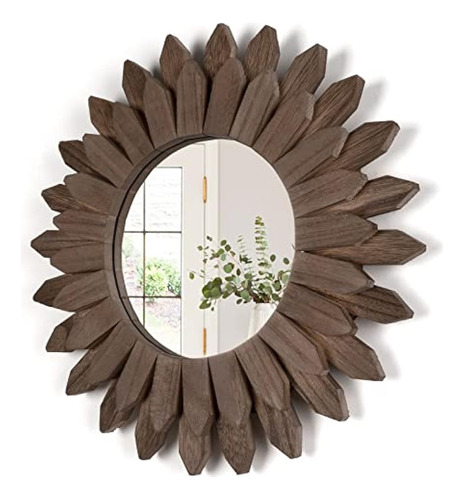 Honiway Farmhouse Wall Decor Mirror 12 Inch Sunburst Boho Wo