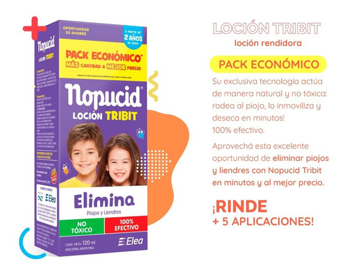 Nopucid Loción Tribit Elimina Piojos Y Liendres X 120 Ml