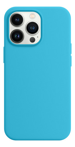 Capinha Compatível Com iPhone 13 Pro Max Interior Aveludado Cor Azul Piscina
