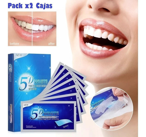Tiras Blanqueadoras Dental 5d White Pack X 2 Cajas 14 Pares 