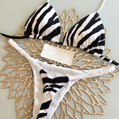 Conjunto De Bikini Con Estampado Multicolor, Sexy Tanga, Est