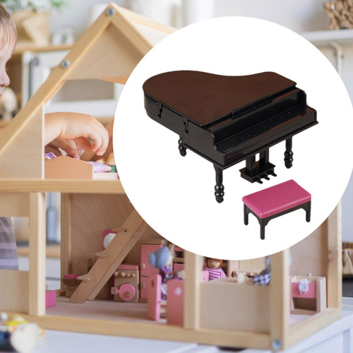 Xfw3 Casa De Muñecas En Miniatura Con Piano, Mini Muebles,