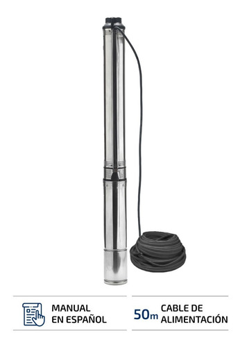 Imagen 8 de 10 de Bomba Sumergible Pozo 1,5 Hp 6500 L/h Napa 4 Pulgadas Cable