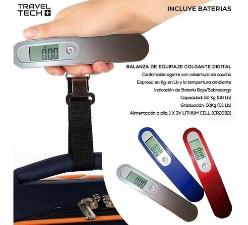 Imagen 3 de 5 de Balanza Digital Equipaje Valija Viaje Portátil Hasta 50 Kg