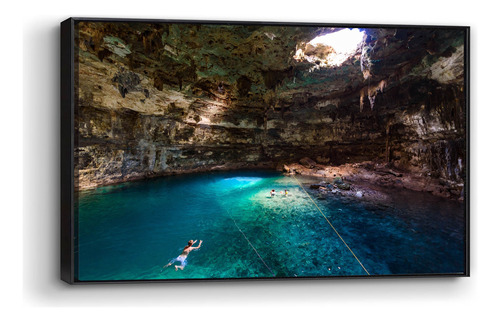 Cuadro Canvas Marco Flotado Cenote Valladolid Yucat 90x140cm