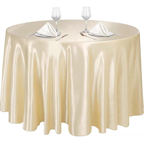 Mantel Redondo De Satén Para Bodas, Mesa De Seda Lisa Y Bril