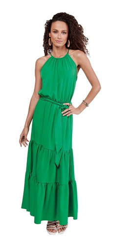 Vestido Dama Verde Devendi Con Escarola En Falda | Envío gratis
