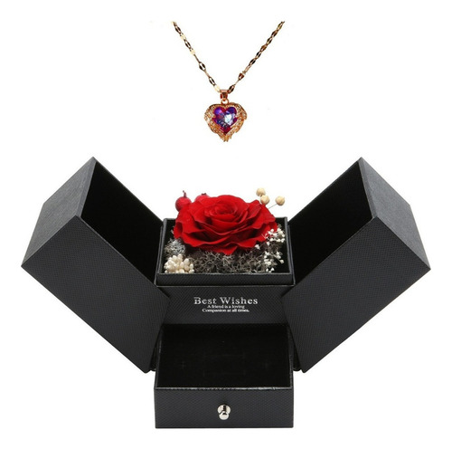 Collar De Corazón De San Valentín Regalo De Flor Eterna